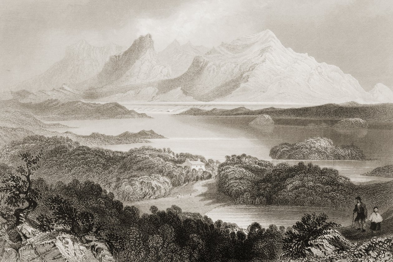 Jezioro Garromin, Connemara, hrabstwo Galway, z „Scenery and Antiquities of Ireland” George