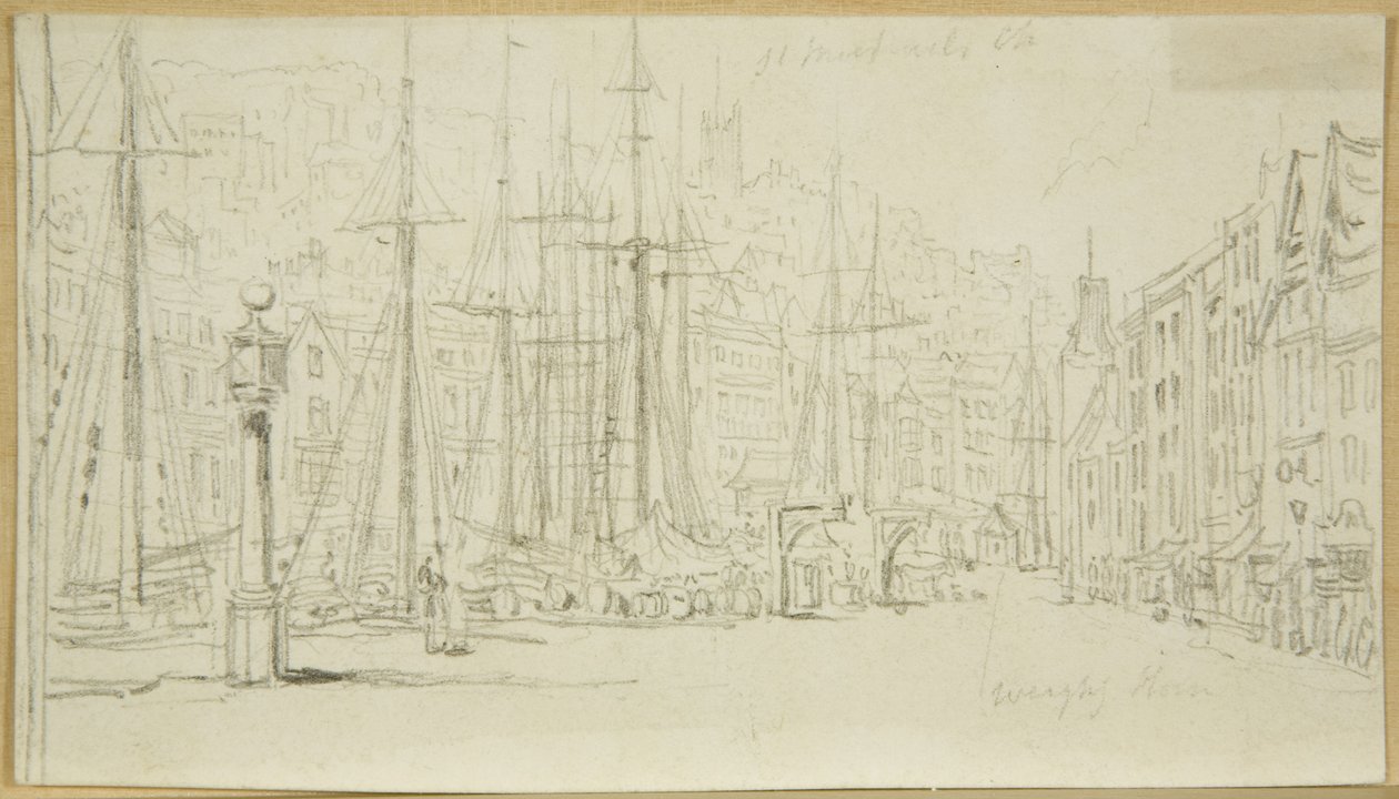 Patrząc wzdłuż Broad Quay z tarczy (ołówek na papierze) autorstwa William Henry Bartlett