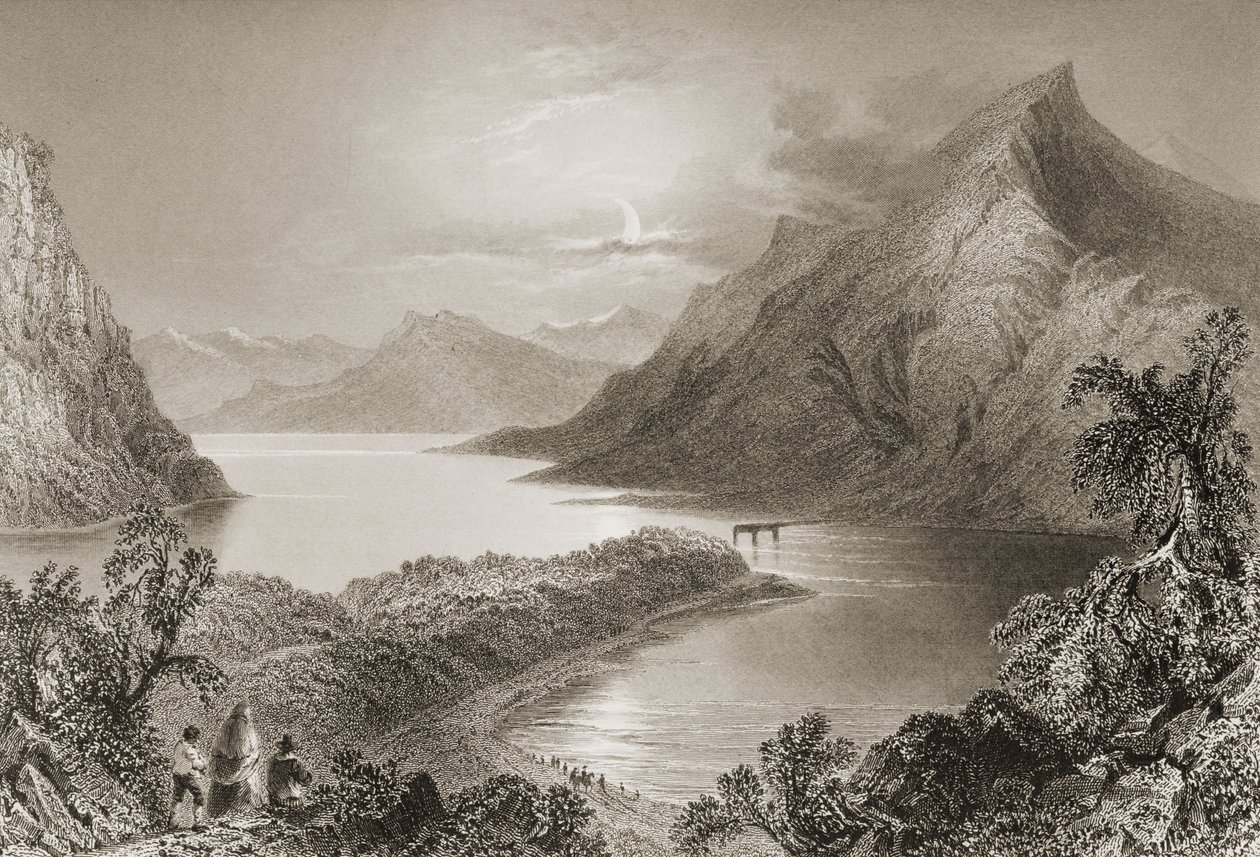 Lough Inagh, Connemara, hrabstwo Galway, z „Krajobrazy i starożytności Irlandii” George
