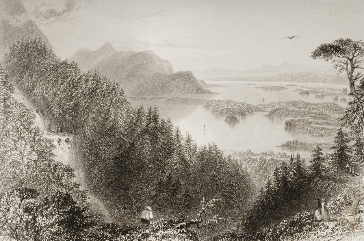 Lower and Turk Lakes, County Killarney, Irlandia, z „Scenery and Antiquities of Ireland” George
