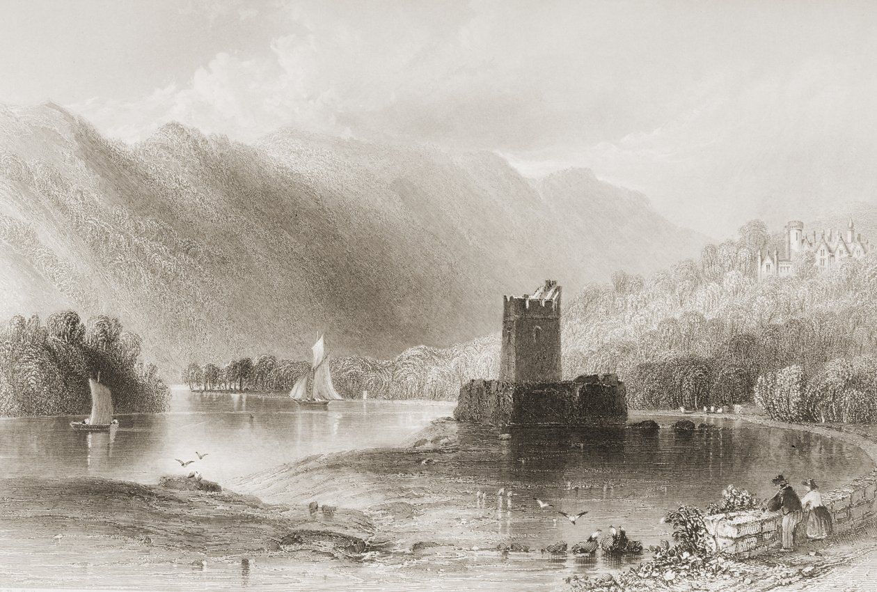 Zamek Narrow Water, County Down, Irlandia Północna, z „Scenery and Antiquities of Ireland” George