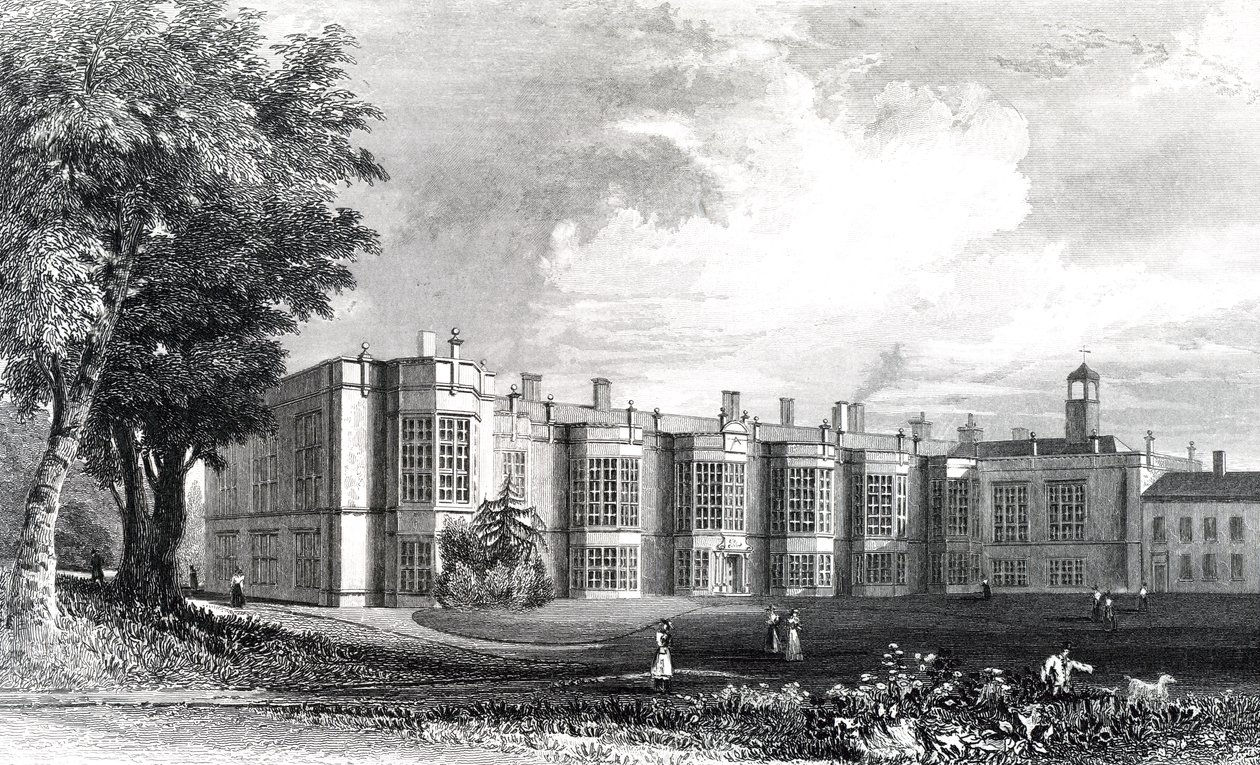 New Hall, niedaleko Chelmsford, Essex, grawerowane przez Williama Watkinsa, c.1832 autorstwa William Henry Bartlett