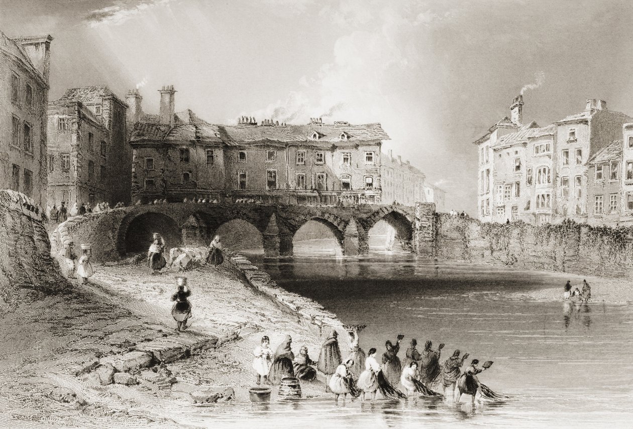 Most starego Baala, Limerick, Irlandia, z „Krajobrazy i starożytności Irlandii” George