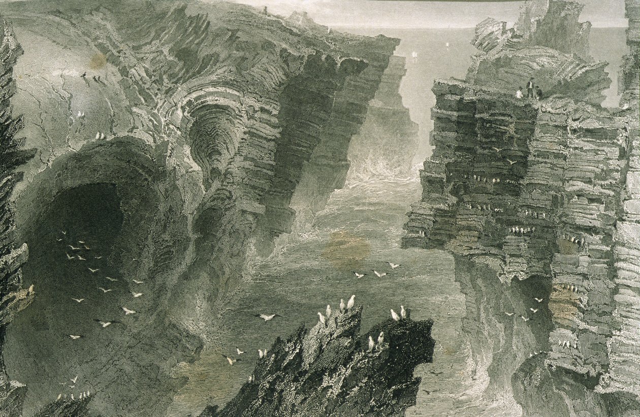 Puffin Hole w Kilkee, hrabstwo Clare, Irlandia, z „Krajobrazy i antyków w Irlandii” George