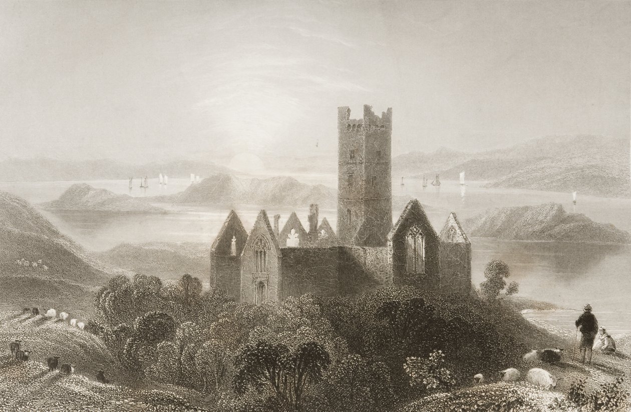 Opactwo Roserk, hrabstwo Mayo, Irlandia, z „Scenery and Antiquities of Ireland” George