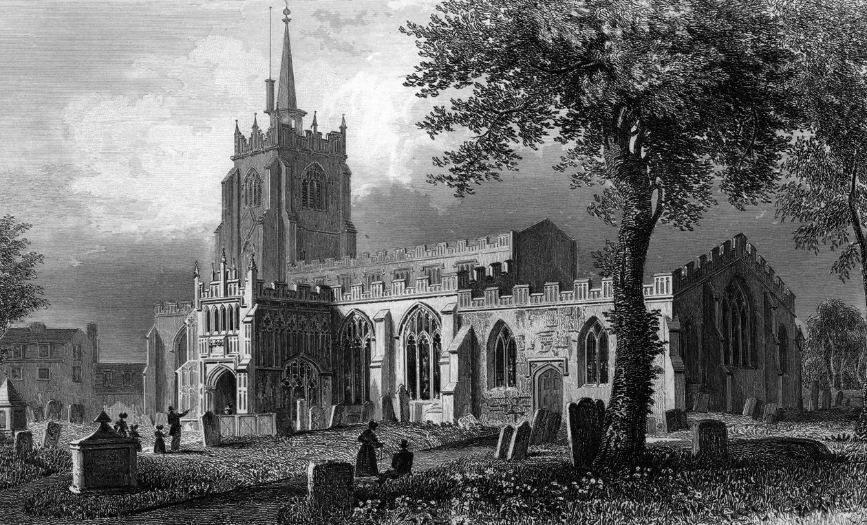 Kościół Mariacki, Chelmsford, grawerowany przez Williama Watkinsa, 1832 autorstwa William Henry Bartlett