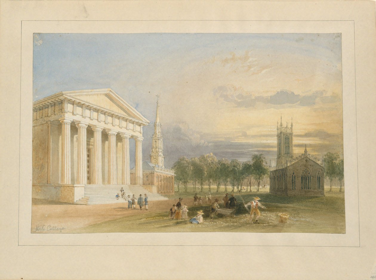 Studium do widoku Yale College i Kapitolu autorstwa Bartletta autorstwa William Henry Bartlett