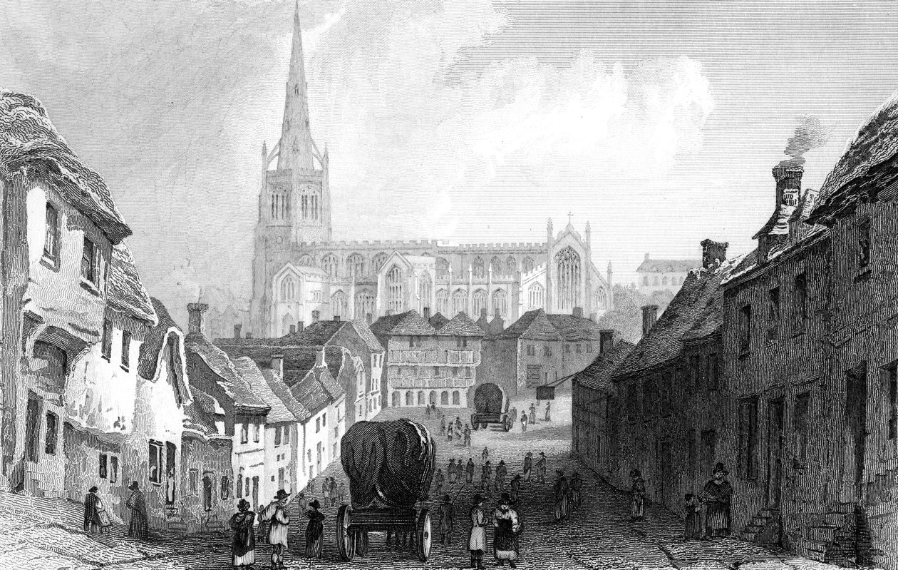 Thaxted z południa, Essex, grawerowane przez J. Rolpha, 1832 autorstwa William Henry Bartlett