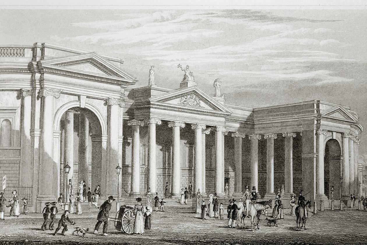 Bank of Ireland, Dublin, zbudowany w 1729 roku, z „Scenery and Antiquities of Ireland” George