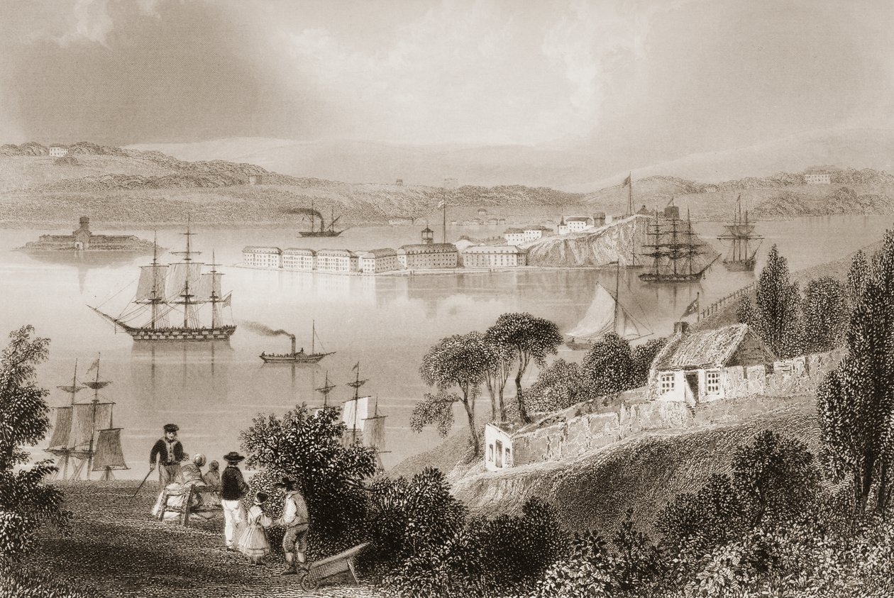 Zatoka Cork (obecnie Cobh), hrabstwo Cork, Irlandia, z „Krajobrazy i starożytności Irlandii” George
