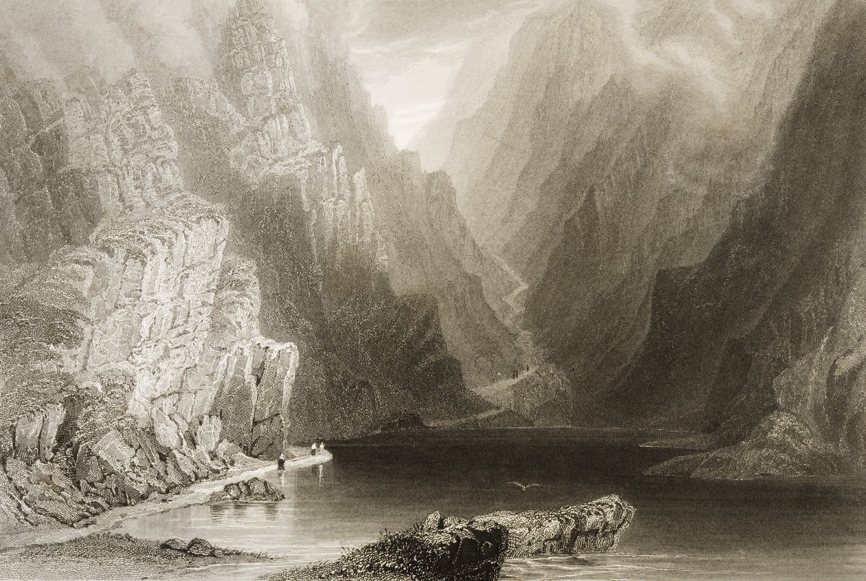 The Gap of Dunloe, hrabstwo Killarney, Irlandia, z „Krajobrazy i starożytności Irlandii” George