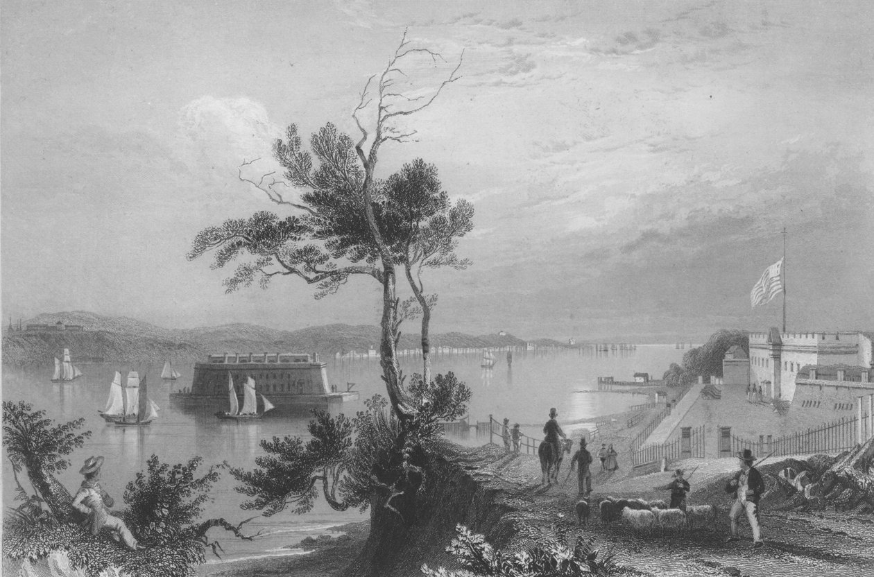 The Narrows z Fort Hamilton autorstwa William Henry Bartlett