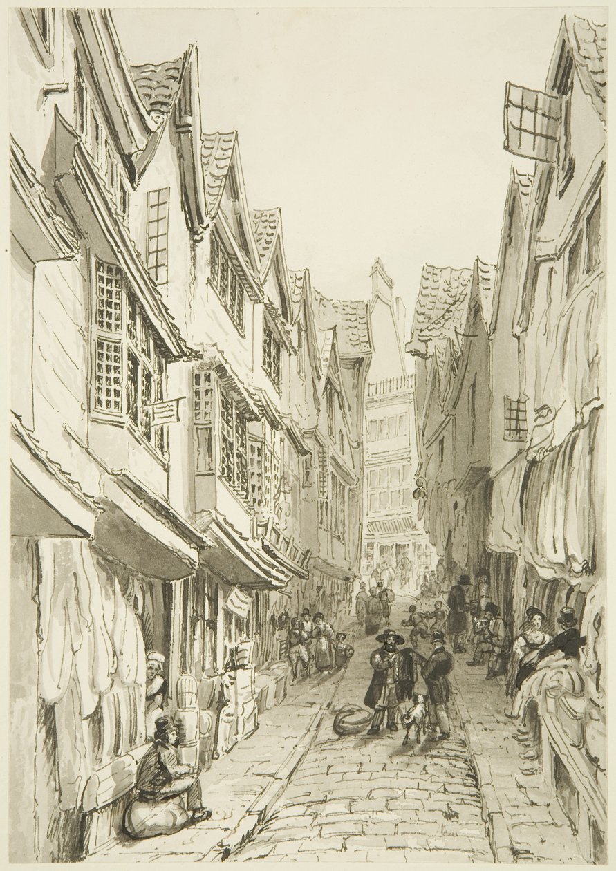The Pithay (pióro i tusz do prania na papierze) autorstwa William Henry Bartlett