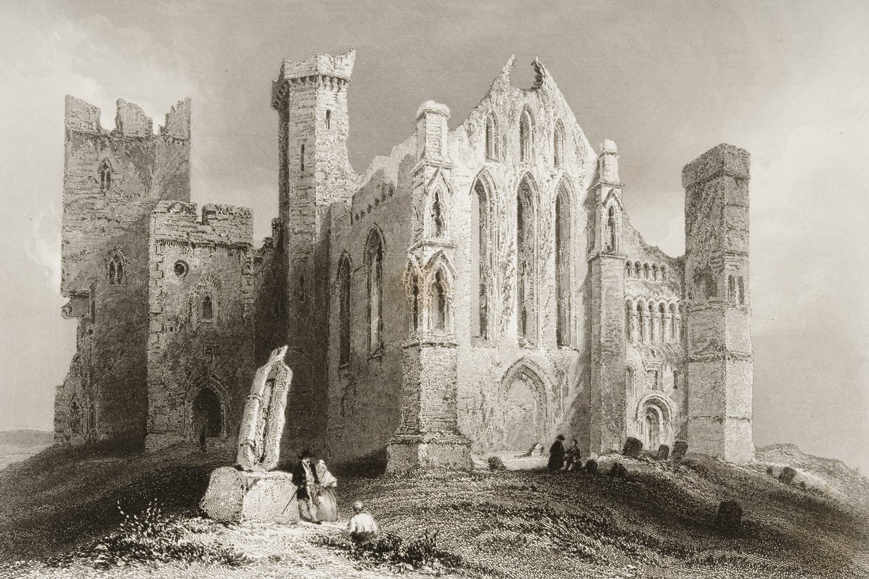 Skała Cashel, hrabstwo Tipperary, Irlandia, z „Krajobrazy i starożytności Irlandii” George