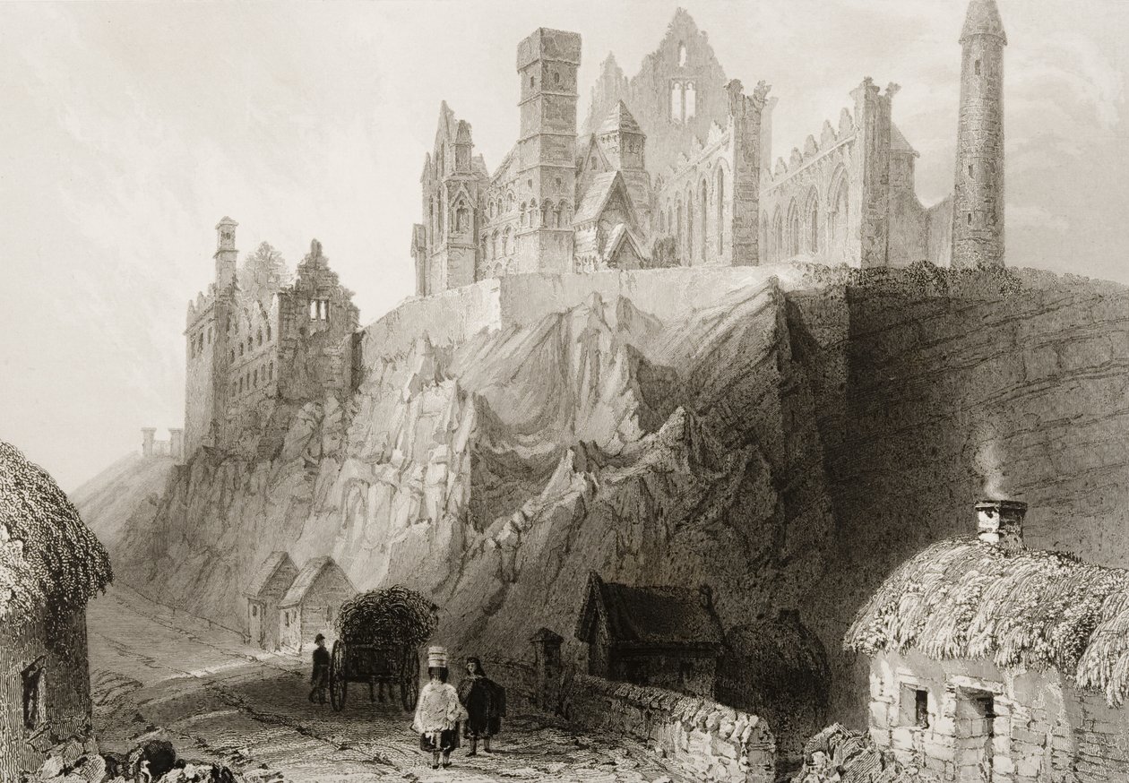 Skała Cashel, hrabstwo Tipperary, Irlandia, z „Scenery and Antiquities of Ireland” George