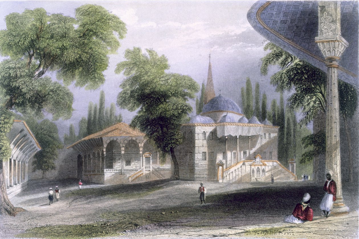 Trzeci Sąd Serai Bournou, c.1850 (kolorowa akwatinta) autorstwa William Henry Bartlett