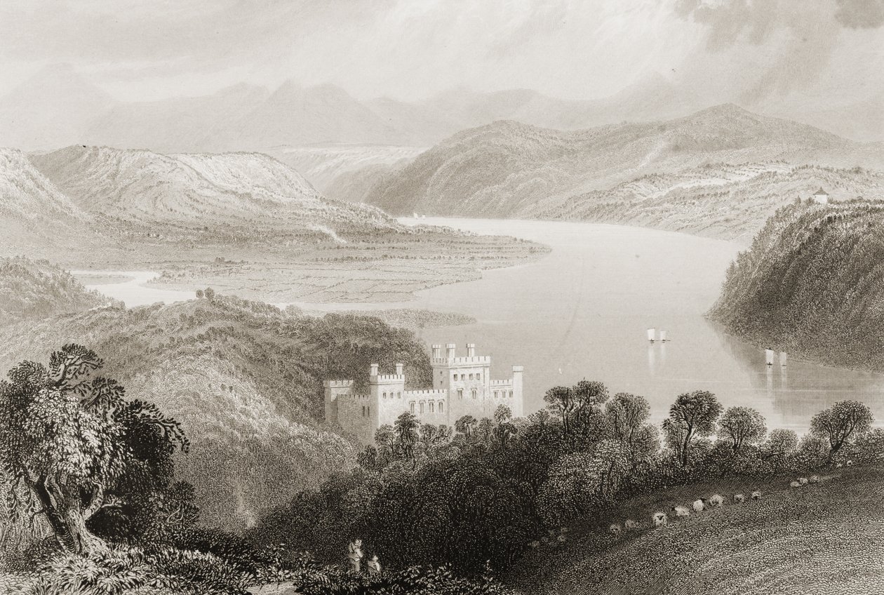 Dolina Czarnego Wody między Youghal (hrabstwo Cork) a Lismore (hrabstwo Waterford), Irlandia, z „Krajobrazy i starożytności Irlandii” George