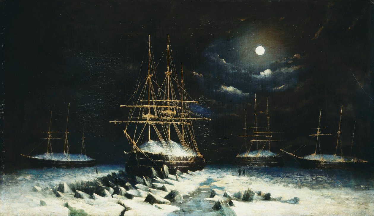 Wyprawa poszukiwawcza brytyjskiej marynarki wojennej Franklina: H.M.S Resolute, Assistance, Intrepid i Pioneer zimujący w Arktyce, 1850-51 autorstwa William Henry Browne