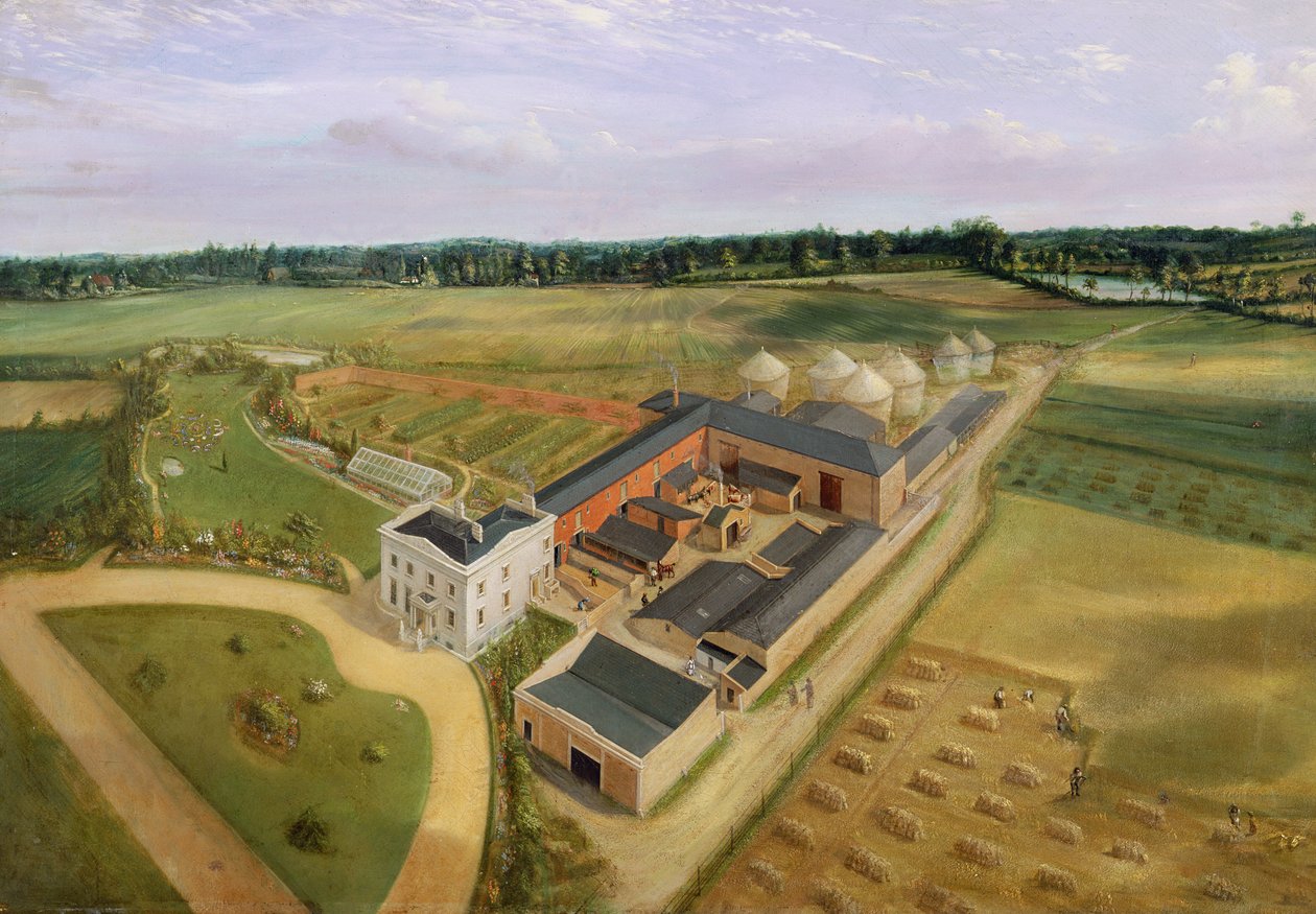 Tiptree Hall and Farm, Essex, ok. 1850-60 autorstwa William Henry Browne