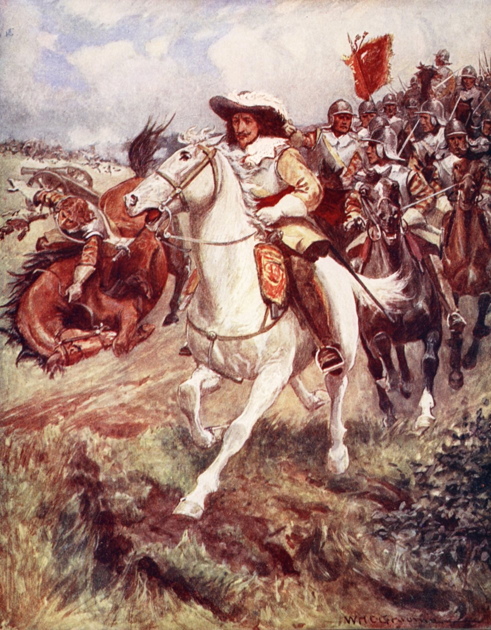 „Nasi kirasjerzy wdarli się w szeregi klątwy i w szoku rozproszyli się”, z Ballads of Famous Fights, First Edition autorstwa William Henry Charles Groome