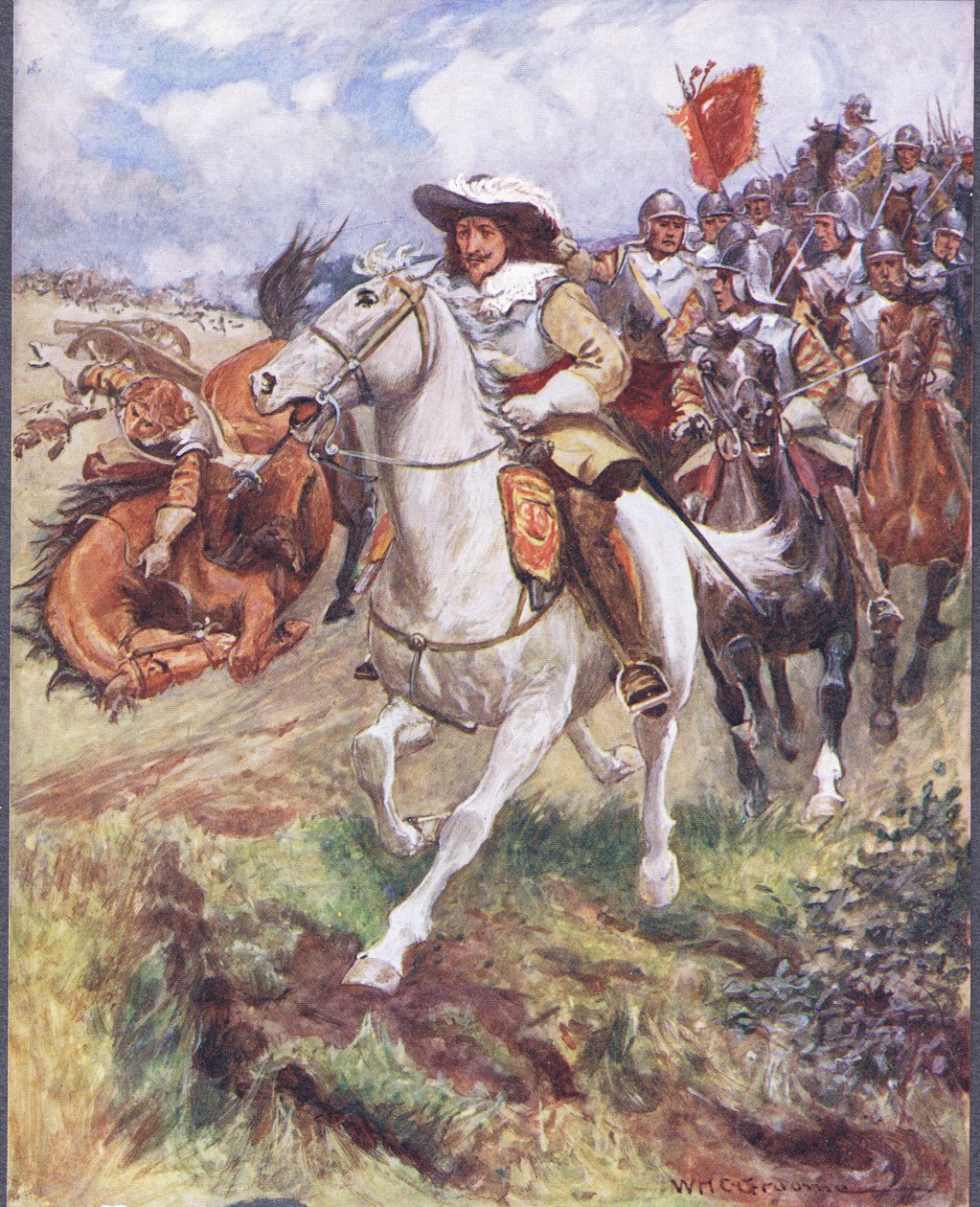 Nasi kirasjerzy rzucili się na szeregi najdokładniejszych, ilustracja z "Ballady o sławnych walkach", ok. 1900 r. autorstwa William Henry Charles Groome