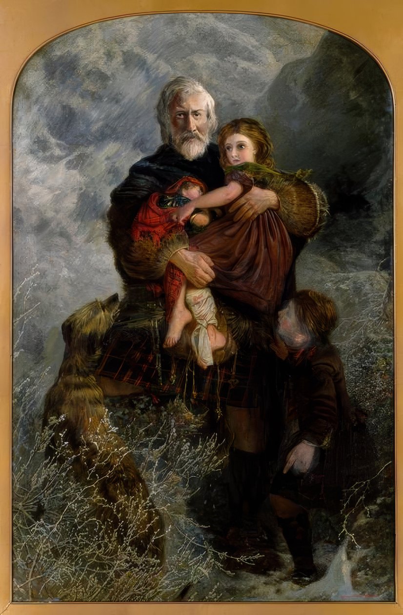 Masakra w Glencoe, uchodźcy / obraz v. WH Fisk autorstwa William Henry Fisk