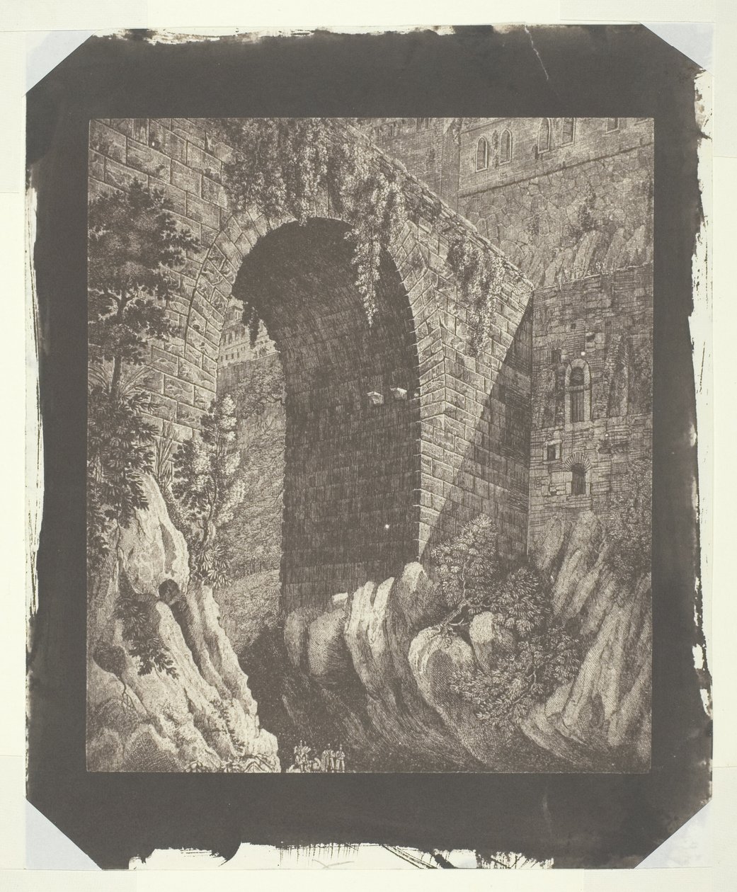 Kopia dużej włoskiej grafiki, pomniejszona w aparacie autorstwa William Henry Fox Talbot