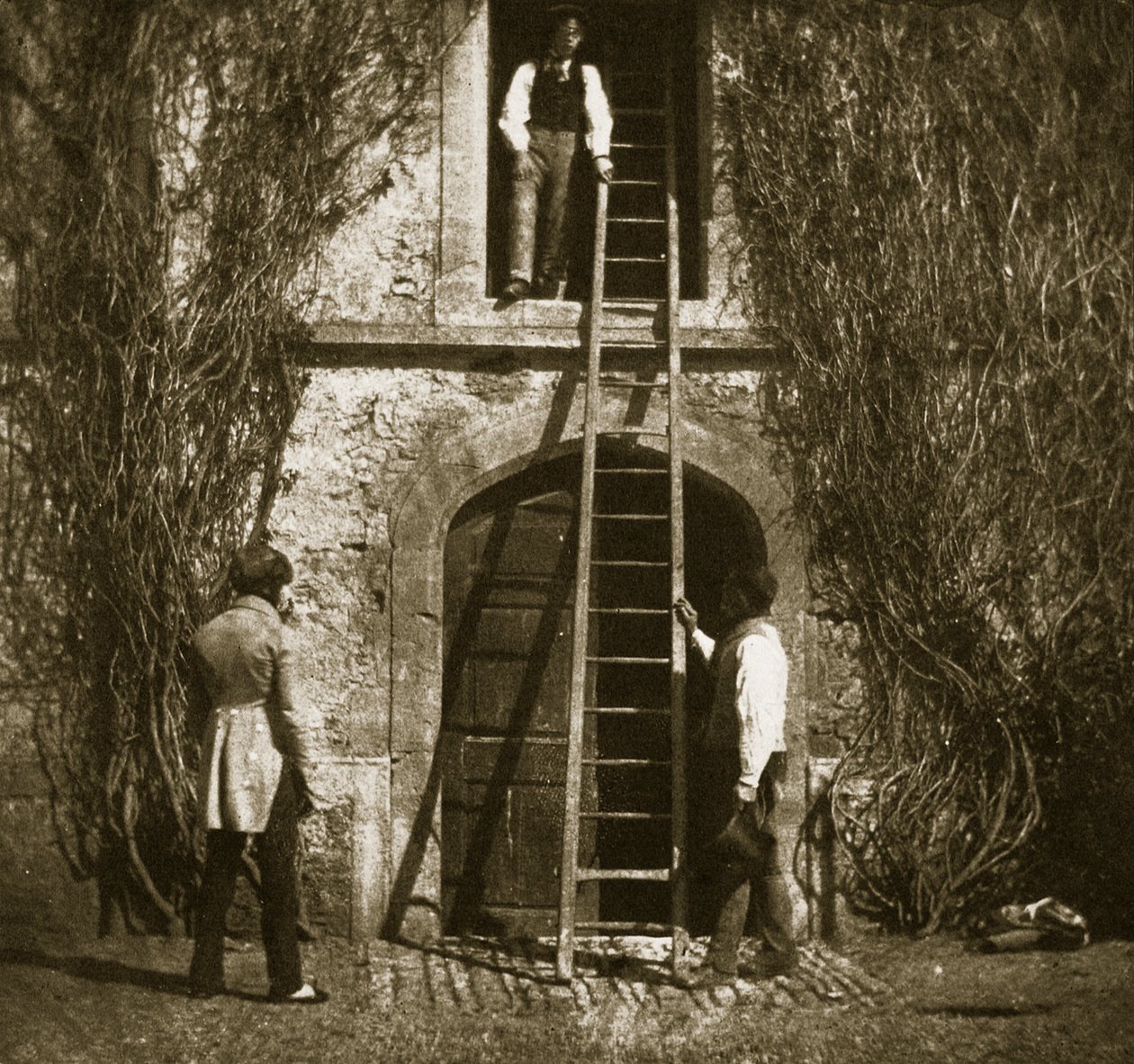 Drabina, kwiecień 1844 (odbitka na papierze solnym z negatywu kalotypu) autorstwa William Henry Fox Talbot