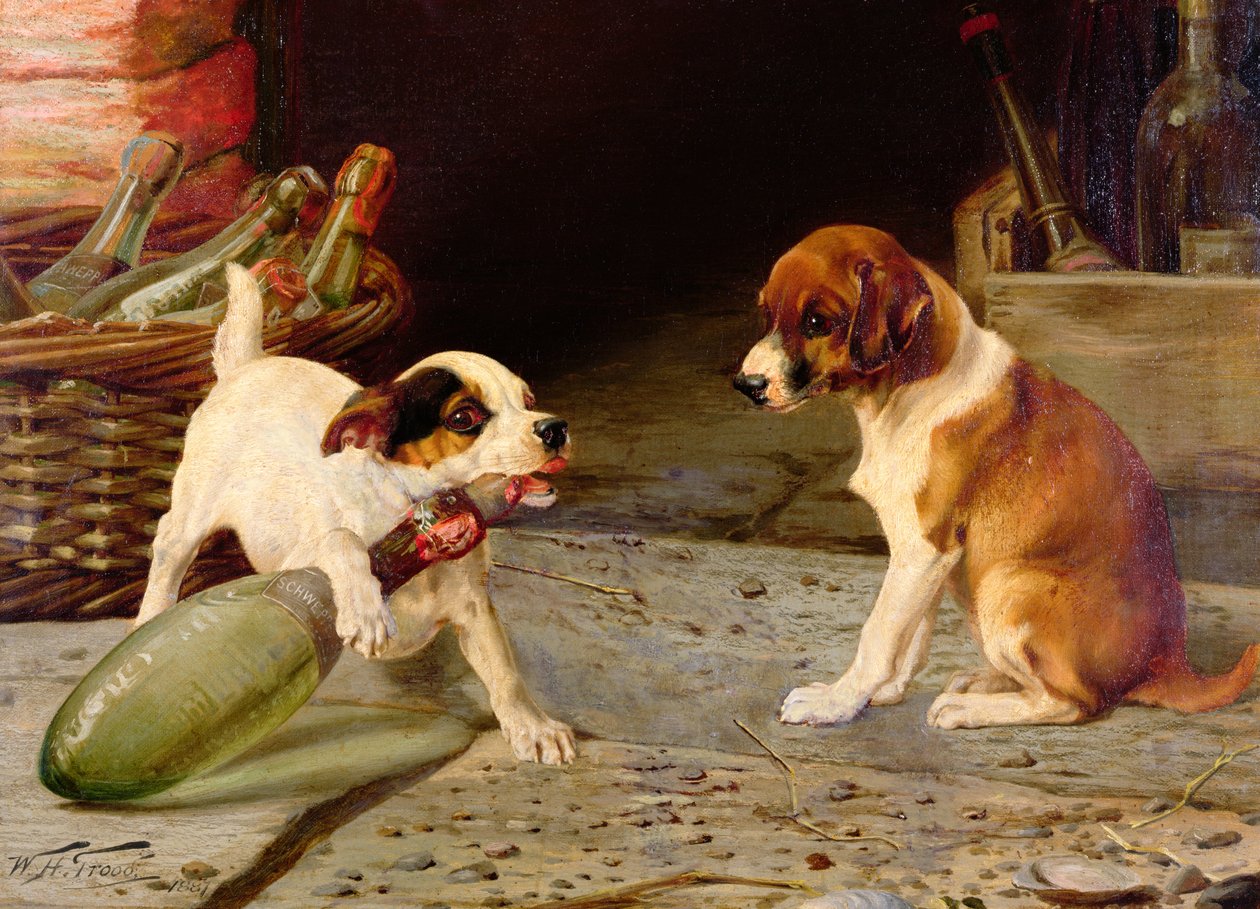 Odkorkowanie butelki, 1887 (jedna z pary) autorstwa William Henry Hamilton Trood