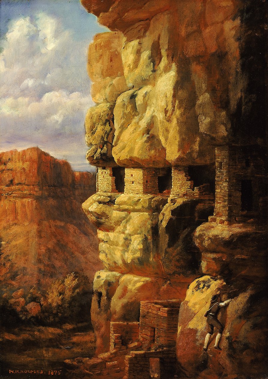 Domy na klifie nad Rio Mancos, Kolorado autorstwa William Henry Holmes