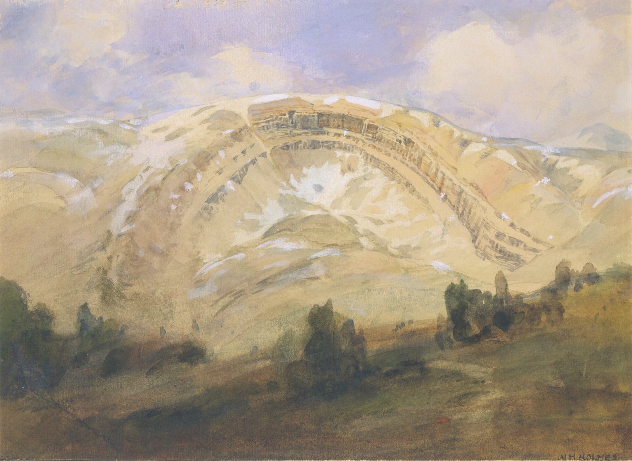 Składana warstwa, wielki łuk geologiczny, Kolorado, 1874. autorstwa William Henry Holmes