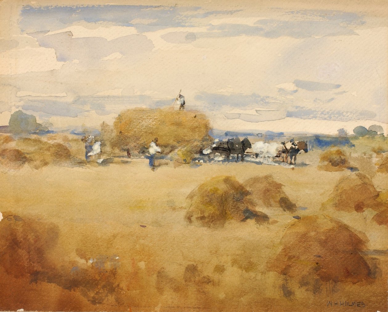 Scena sianokosów, b.d. autorstwa William Henry Holmes