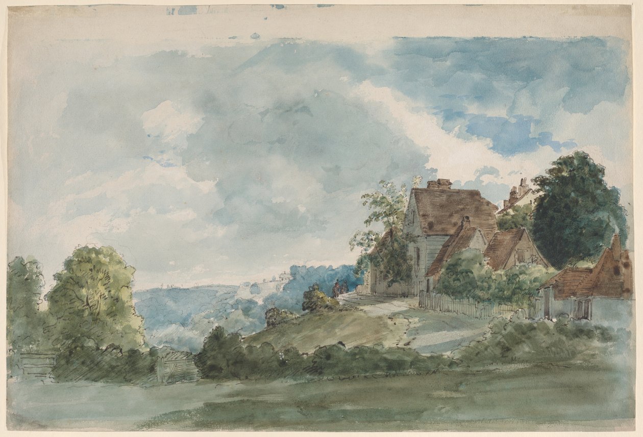 Chaty w rozległym krajobrazie autorstwa William Henry Hunt