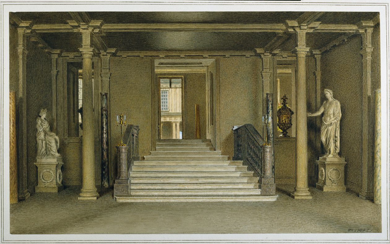 Północny hol wejściowy w Chatsworth House (akwarela na papierze) autorstwa William Henry Hunt