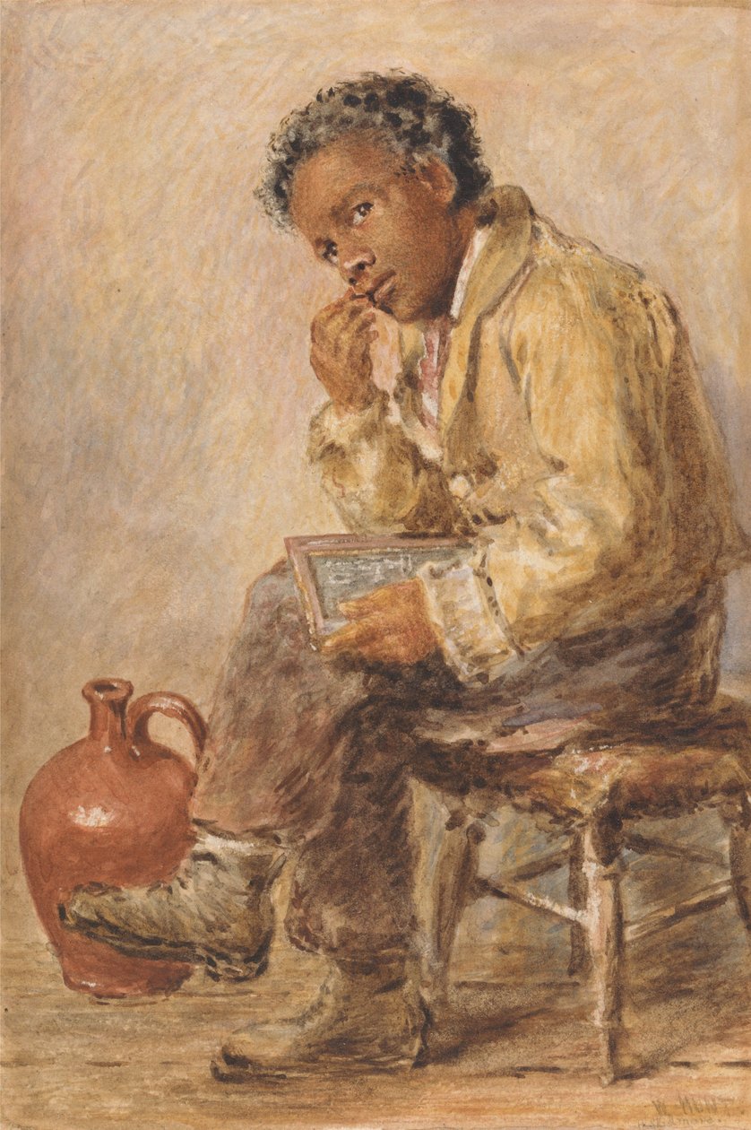 Portret młodego mężczyzny z tabliczką łupkową autorstwa William Henry Hunt