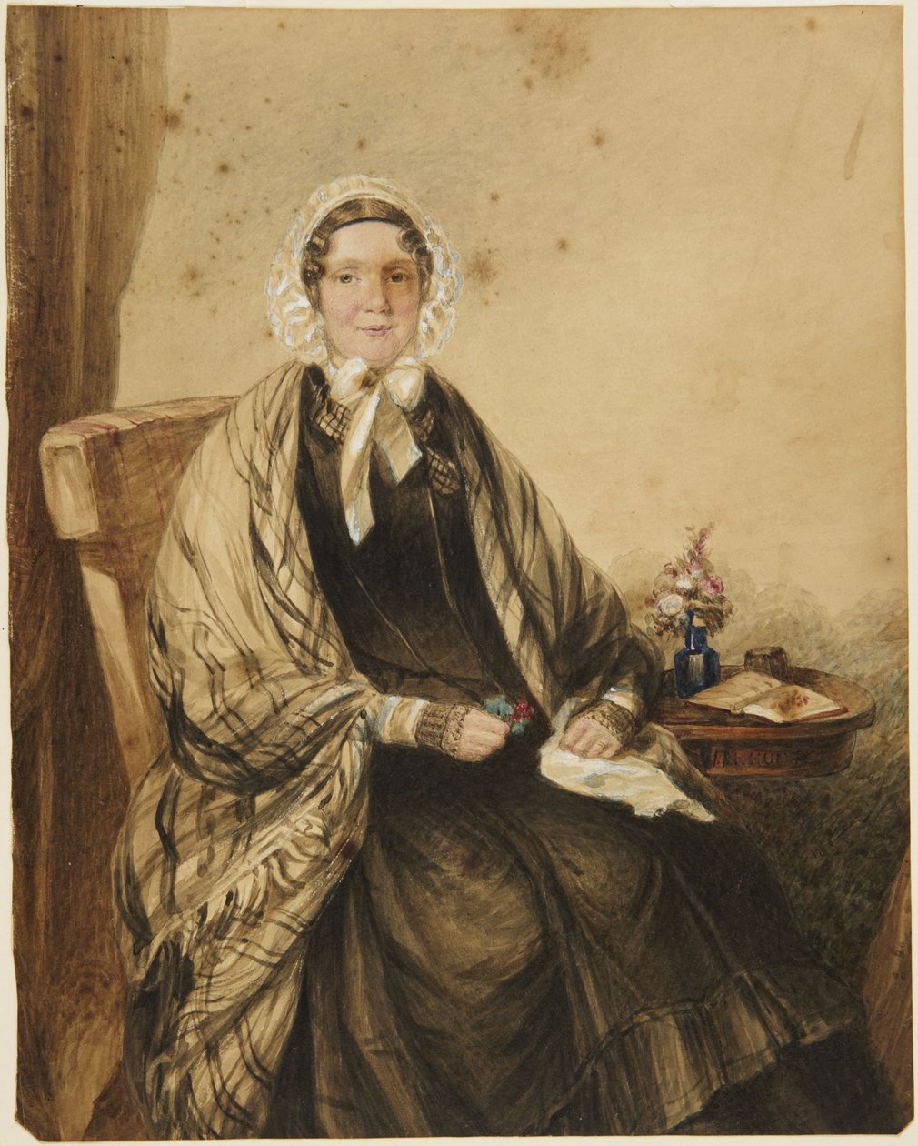 Portret siedzącej kobiety w szalu autorstwa William Henry Hunt