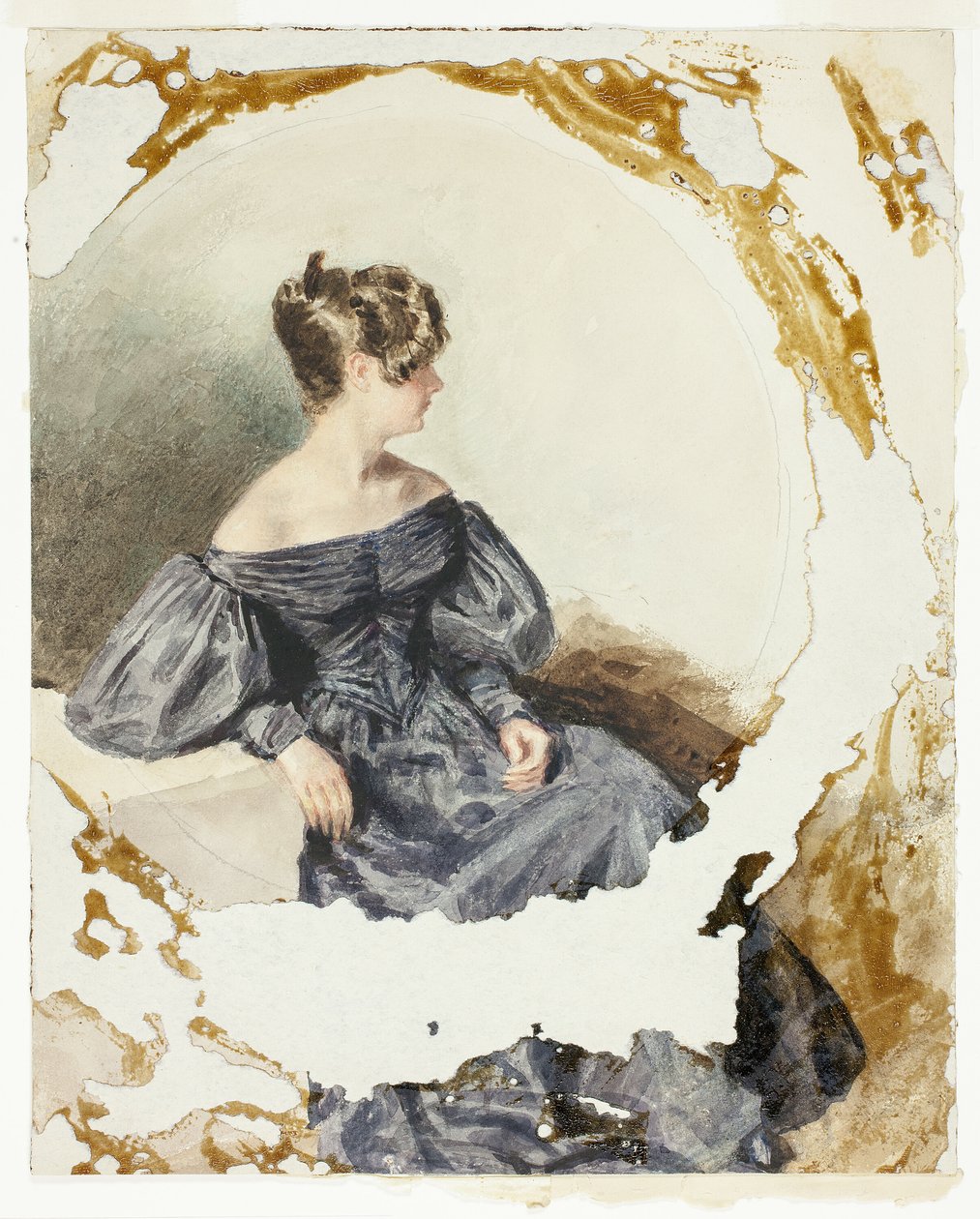 Siedząca kobieta w czarnej sukni autorstwa William Henry Hunt