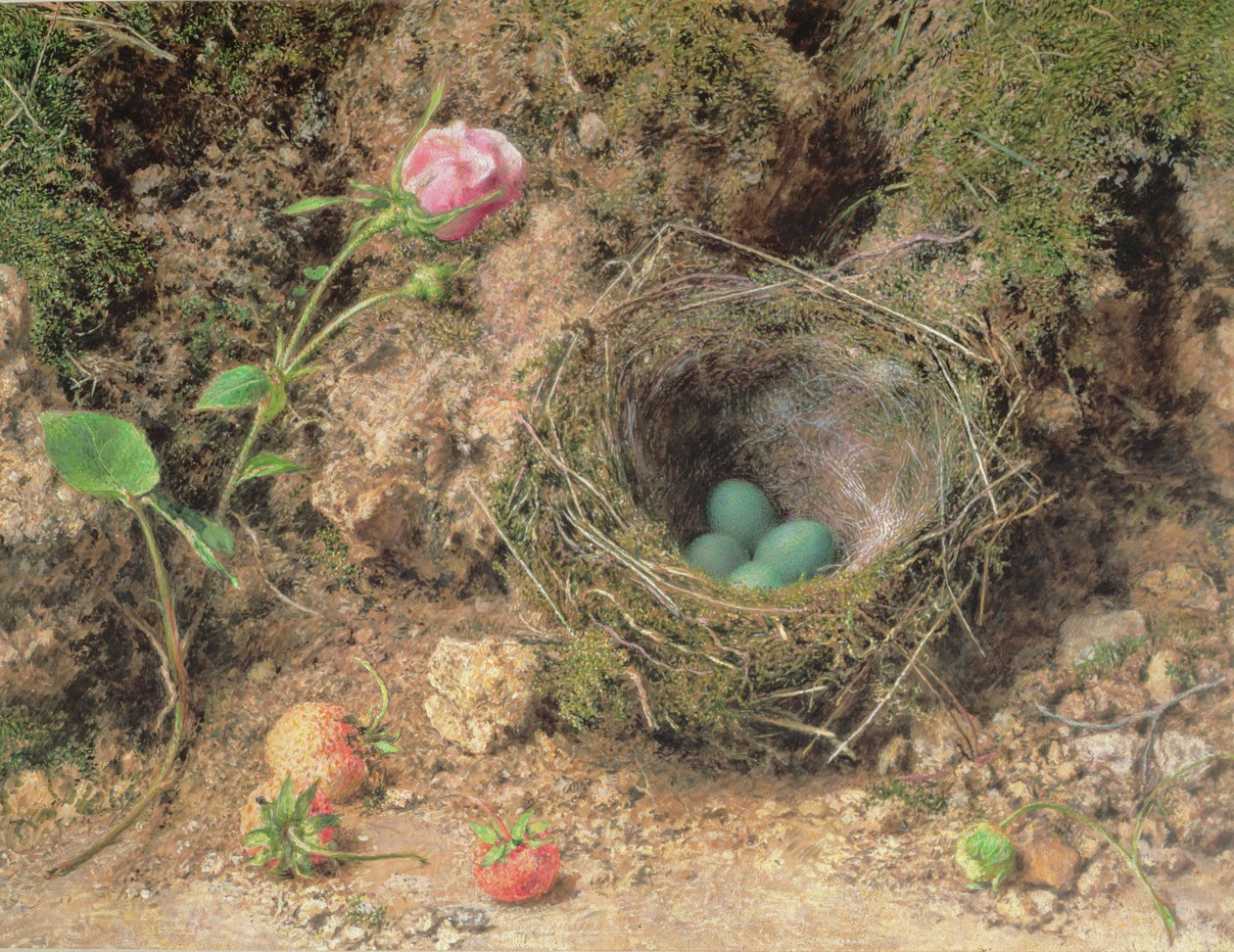 Martwa natura z ptasim gniazdem autorstwa William Henry Hunt