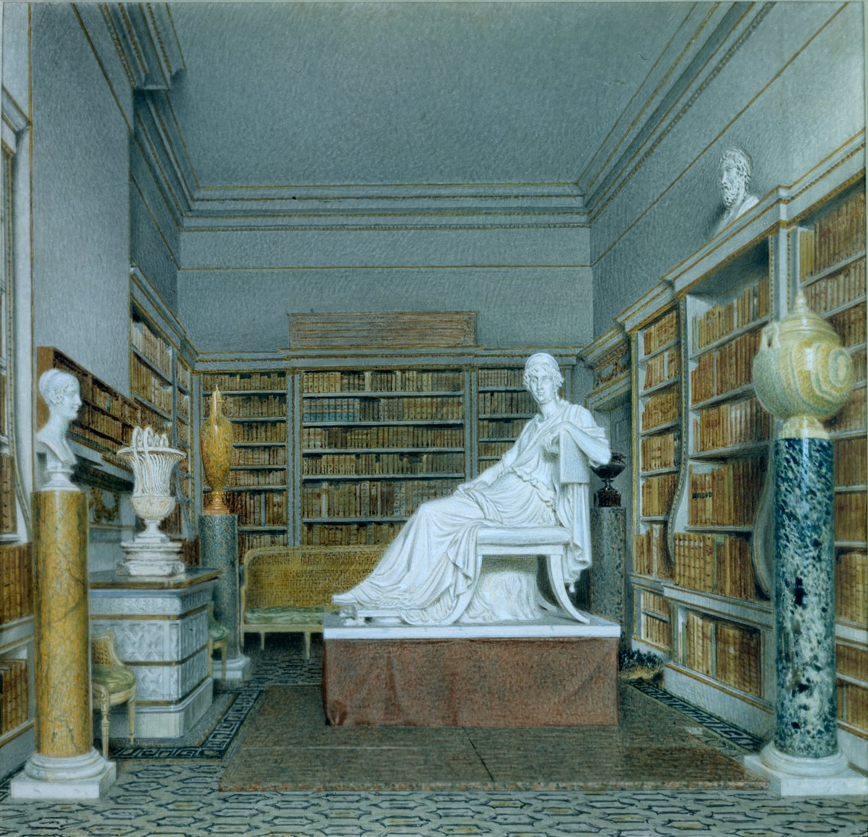 Stara Biblioteka, Chatsworth (akwarela na papierze) autorstwa William Henry Hunt