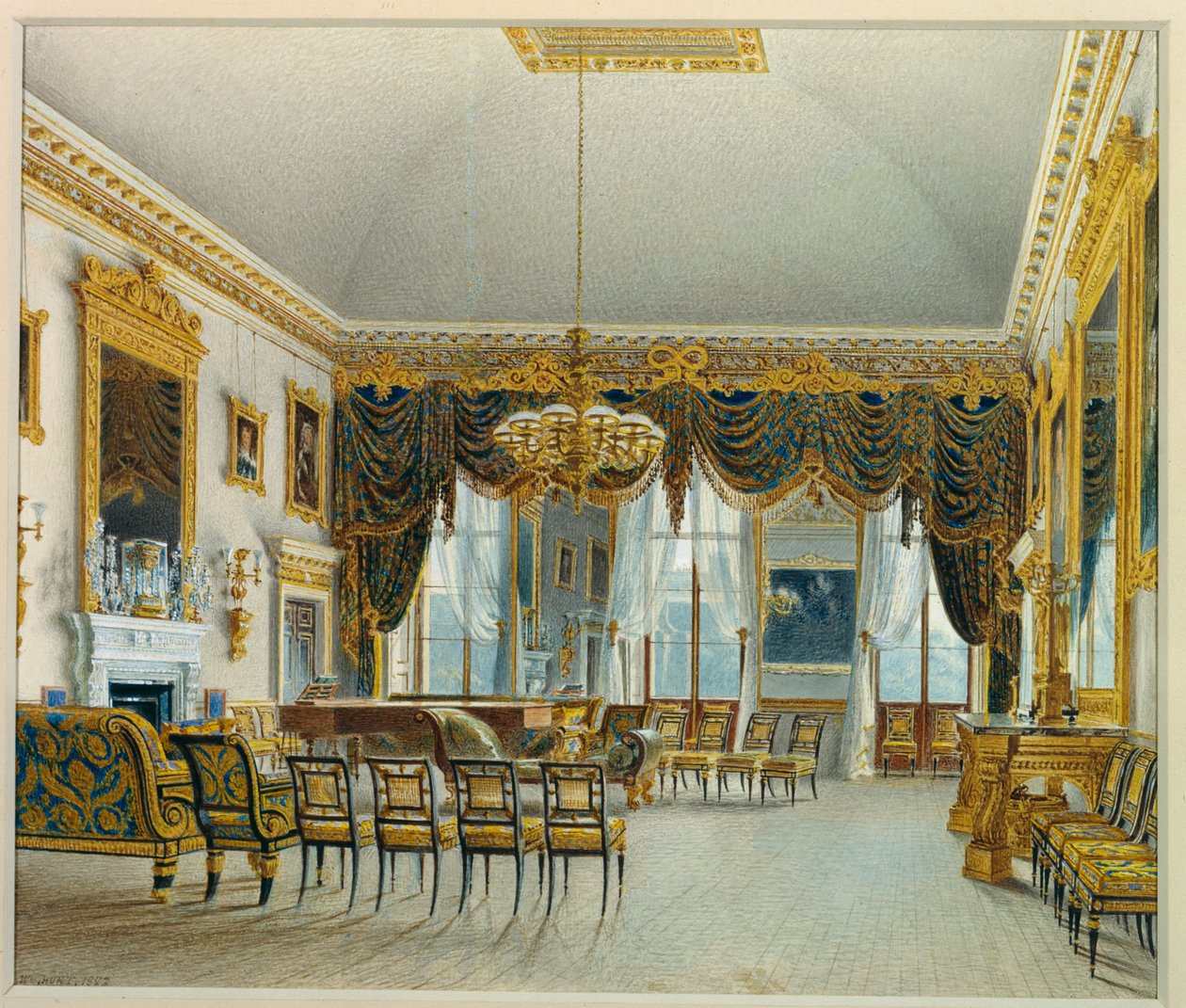 Salon, Devonshire House (akwarela na papierze) autorstwa William Henry Hunt