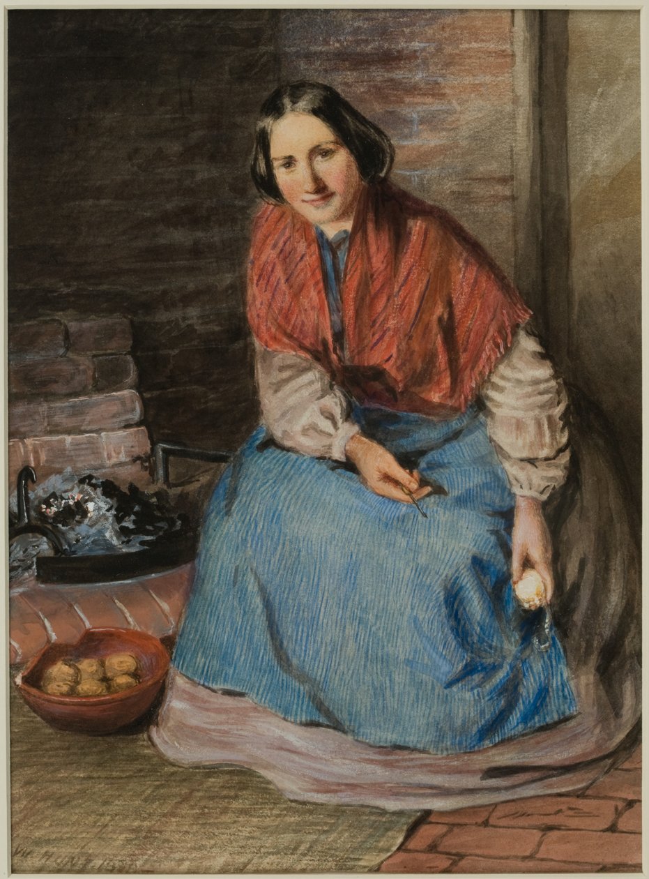 Kobieta obierająca jabłka (atrament i akwarela na papierze) autorstwa William Henry Hunt