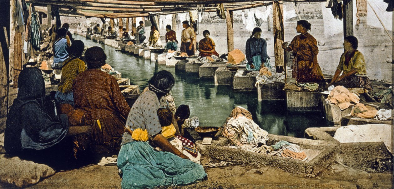 Dzień prania w Mexico City, pub. Detroit, 1880-1900 (chromolitho) autorstwa William Henry Jackson