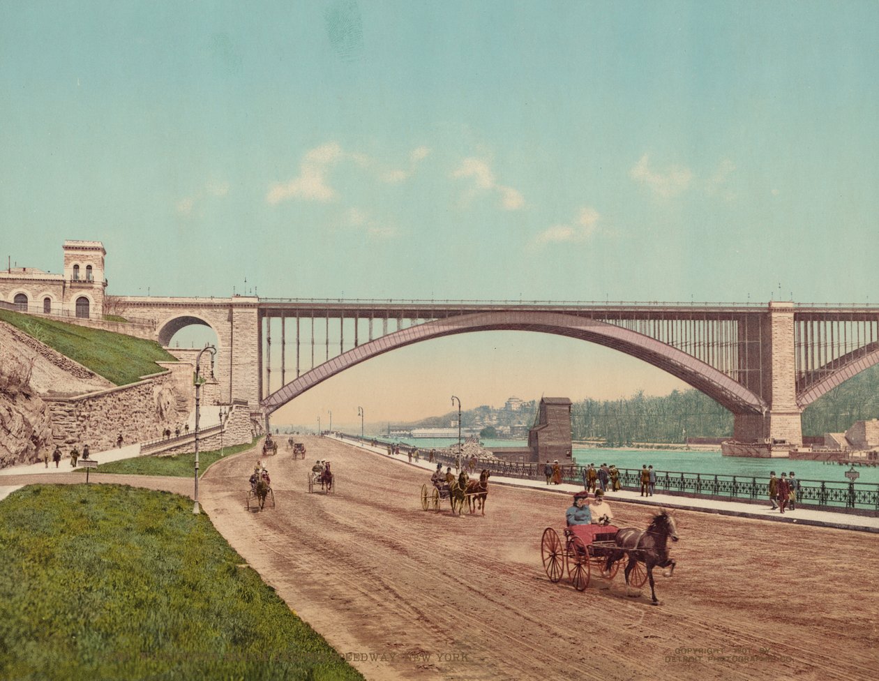 Washington Bridge and Speedway, Nowy Jork, opublikowane w 1901 r. (zdjęcie) autorstwa William Henry Jackson