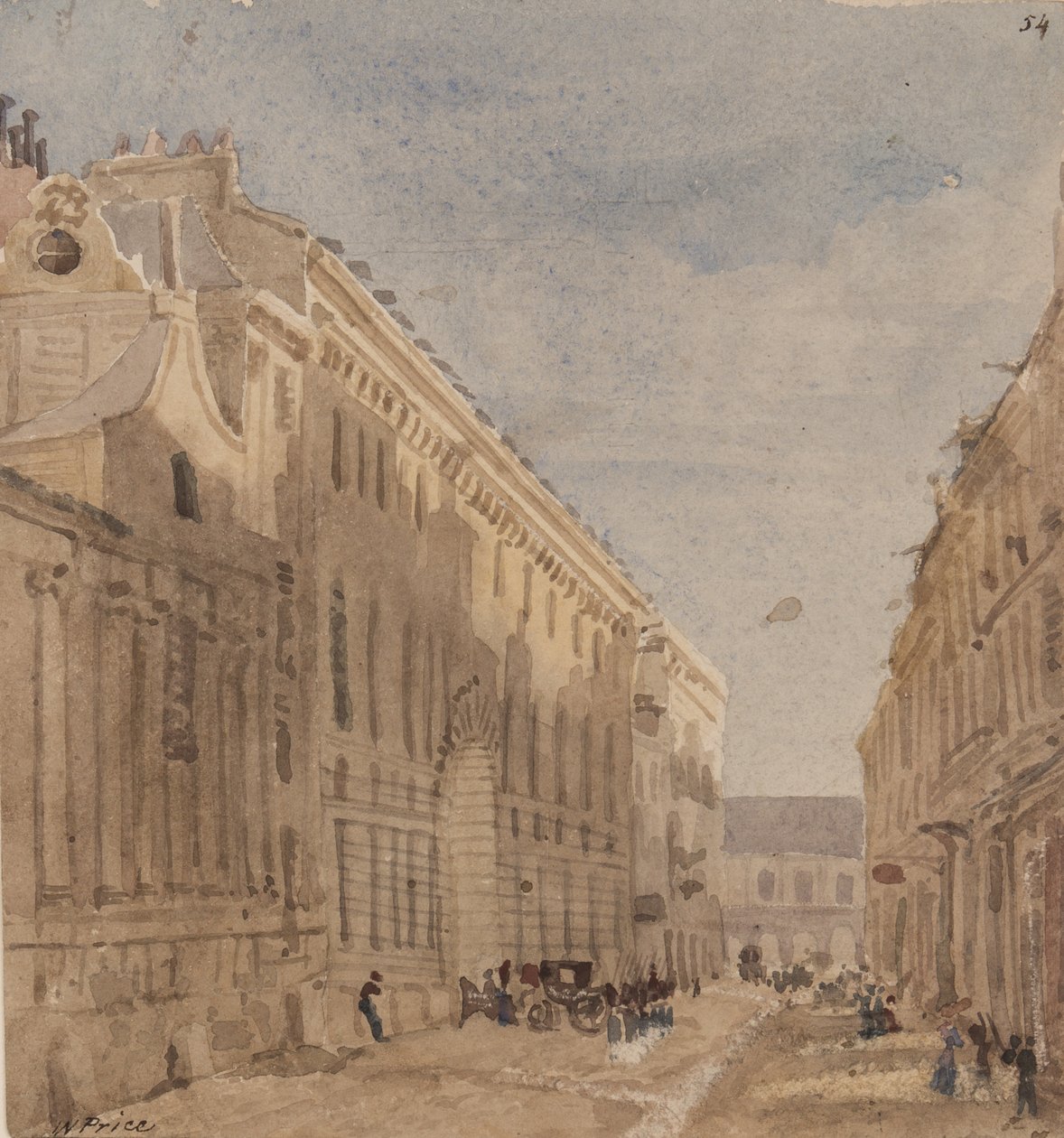 Początek Stajni Królów, Paryż, ok. 1828 (wc na papierze) autorstwa William Henry Lake Price