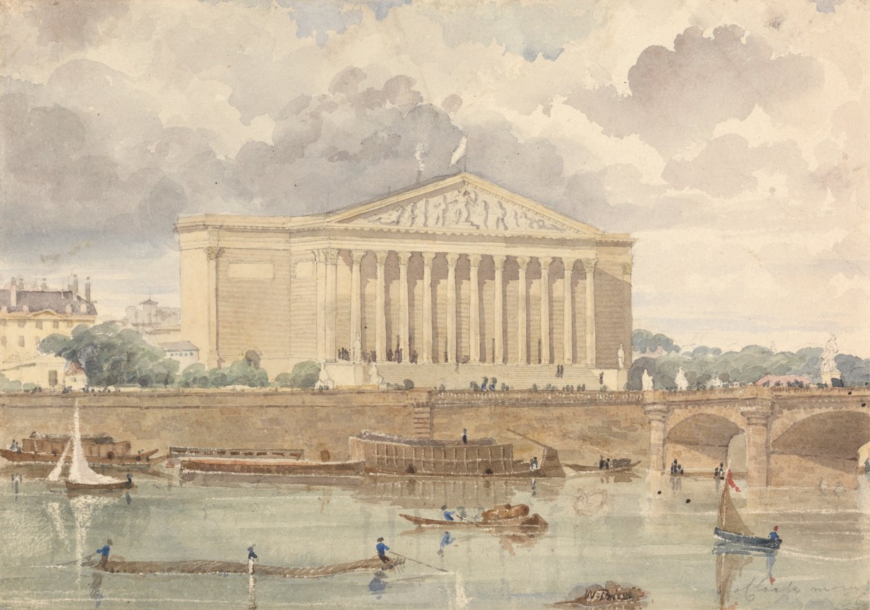 Izba Deputowanych i Pont Ludwik XVI, 30 lipca 1828, godzina 6 rano autorstwa William Henry Lake Price