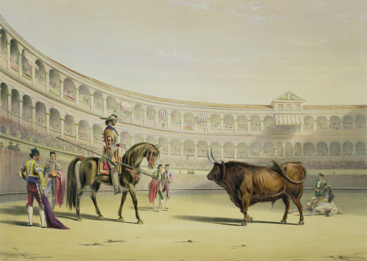Picador rzuca wyzwanie bykowi, 1865 autorstwa William Henry Lake Price