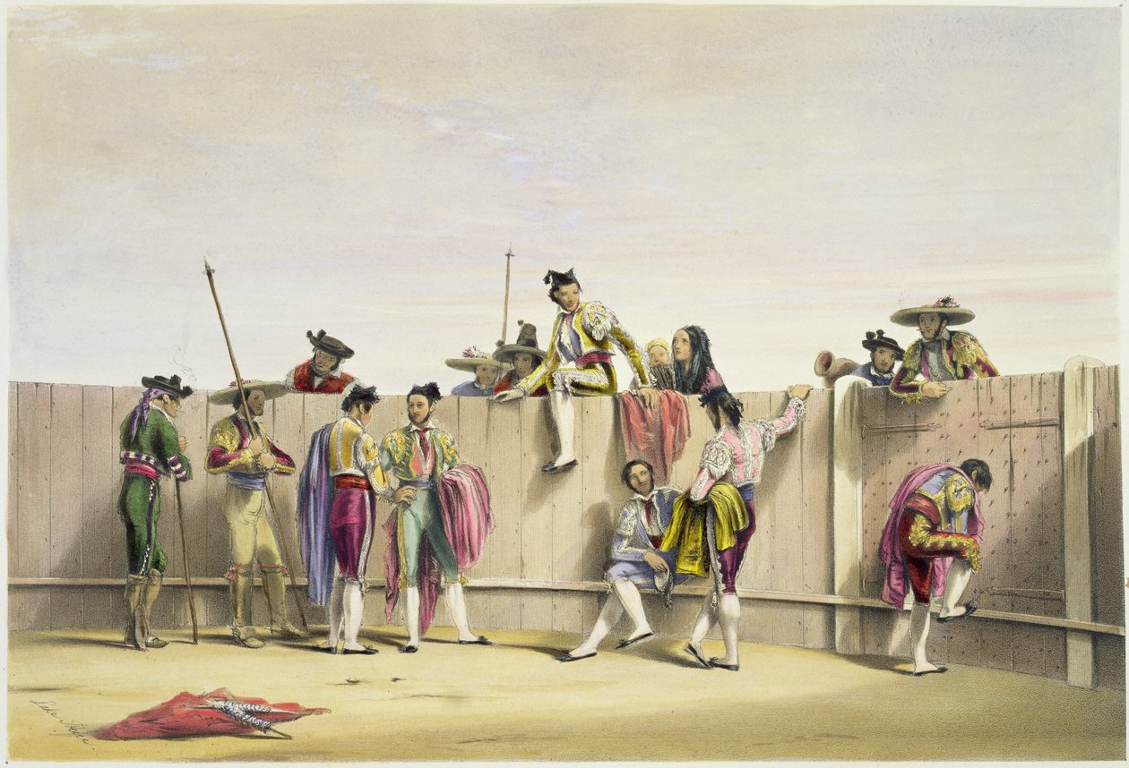Toreros odpoczywający między bykami, 1865 autorstwa William Henry Lake Price