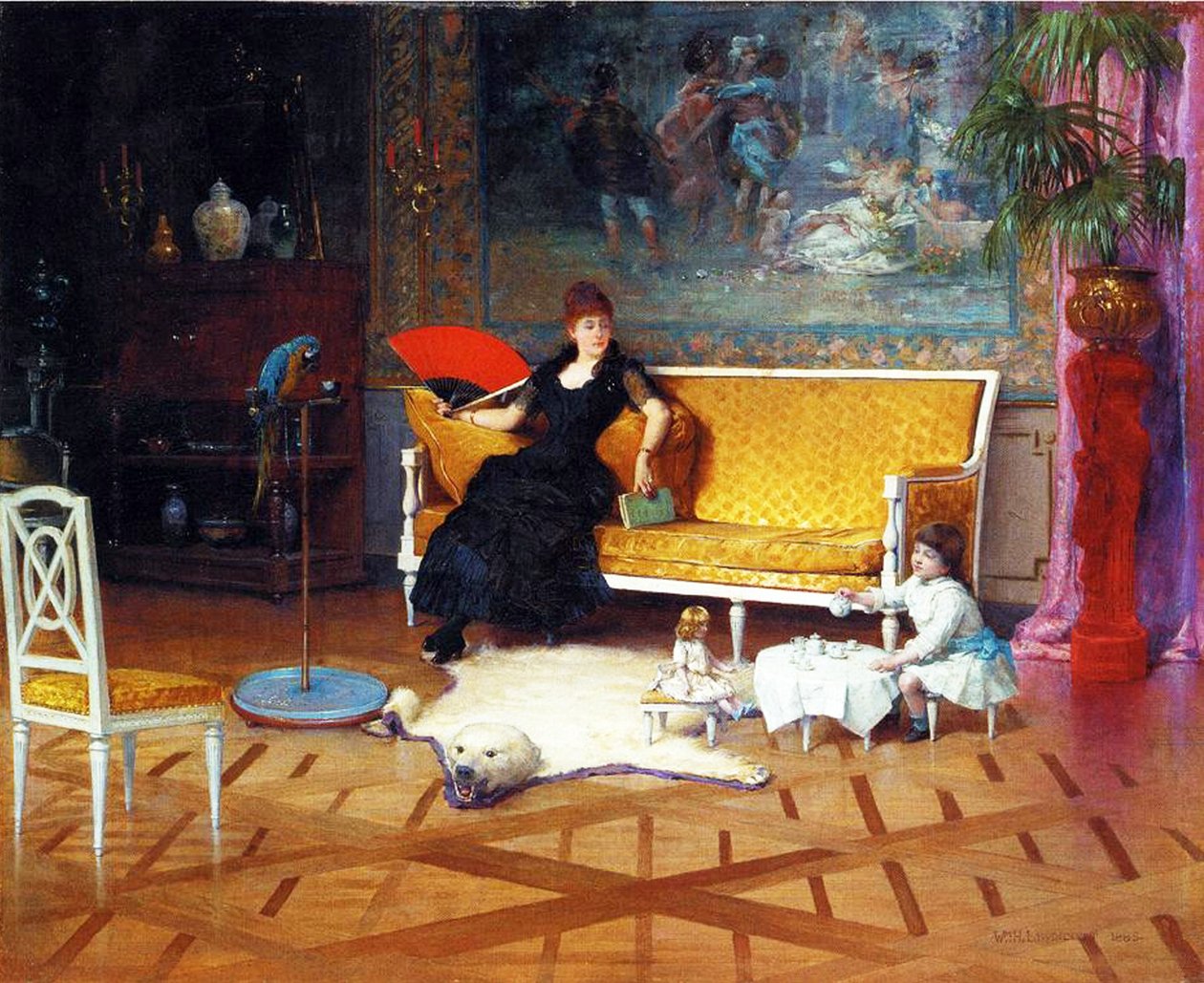 Podwieczorek dla lalek, 1885 olej na płycie autorstwa William Henry Lippincott