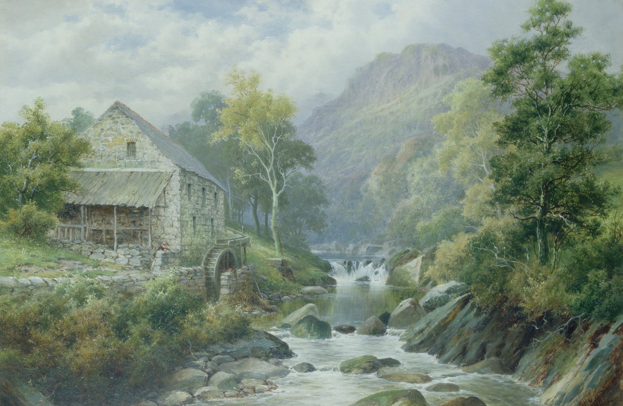 Stary nieużywany młyn, Dolgelly (para 77867) autorstwa William Henry Mander