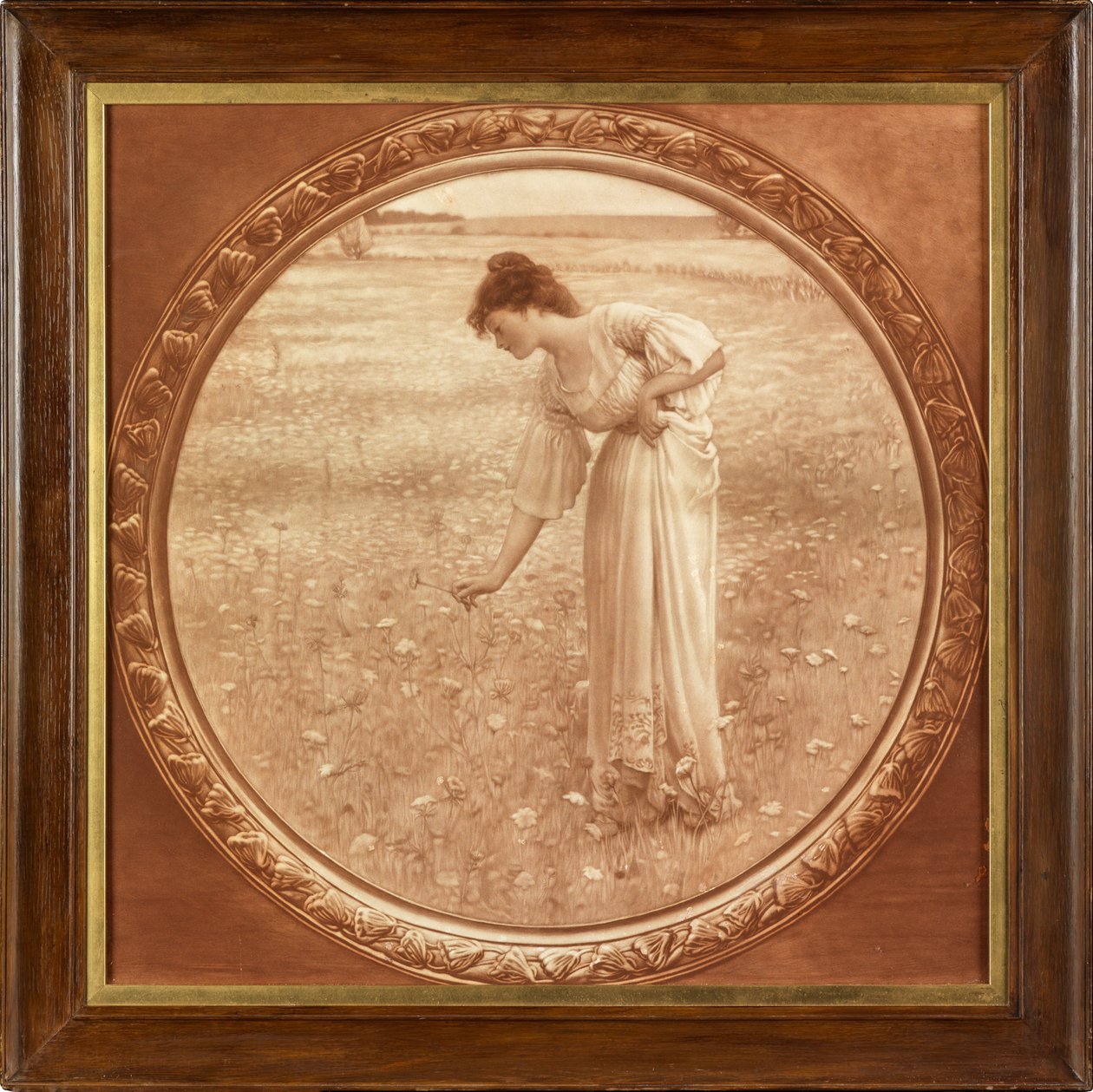Kwiaty pola (reprodukcja fotograficzna wydrukowana w sepii) autorstwa William Henry Margetson